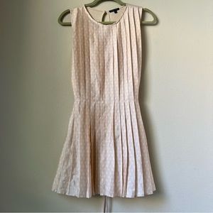 Massimo Dutti Sleeveless Pleated Light Pink Mini Dress with waist ties, size XS